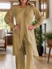 Icone™ ClassicSet: Classic Long Sleeve With Chic Front Slit Top And Pants Set