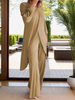 Icone™ ClassicSet: Classic Long Sleeve With Chic Front Slit Top And Pants Set