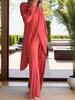 Icone™ ClassicSet: Classic Long Sleeve With Chic Front Slit Top And Pants Set