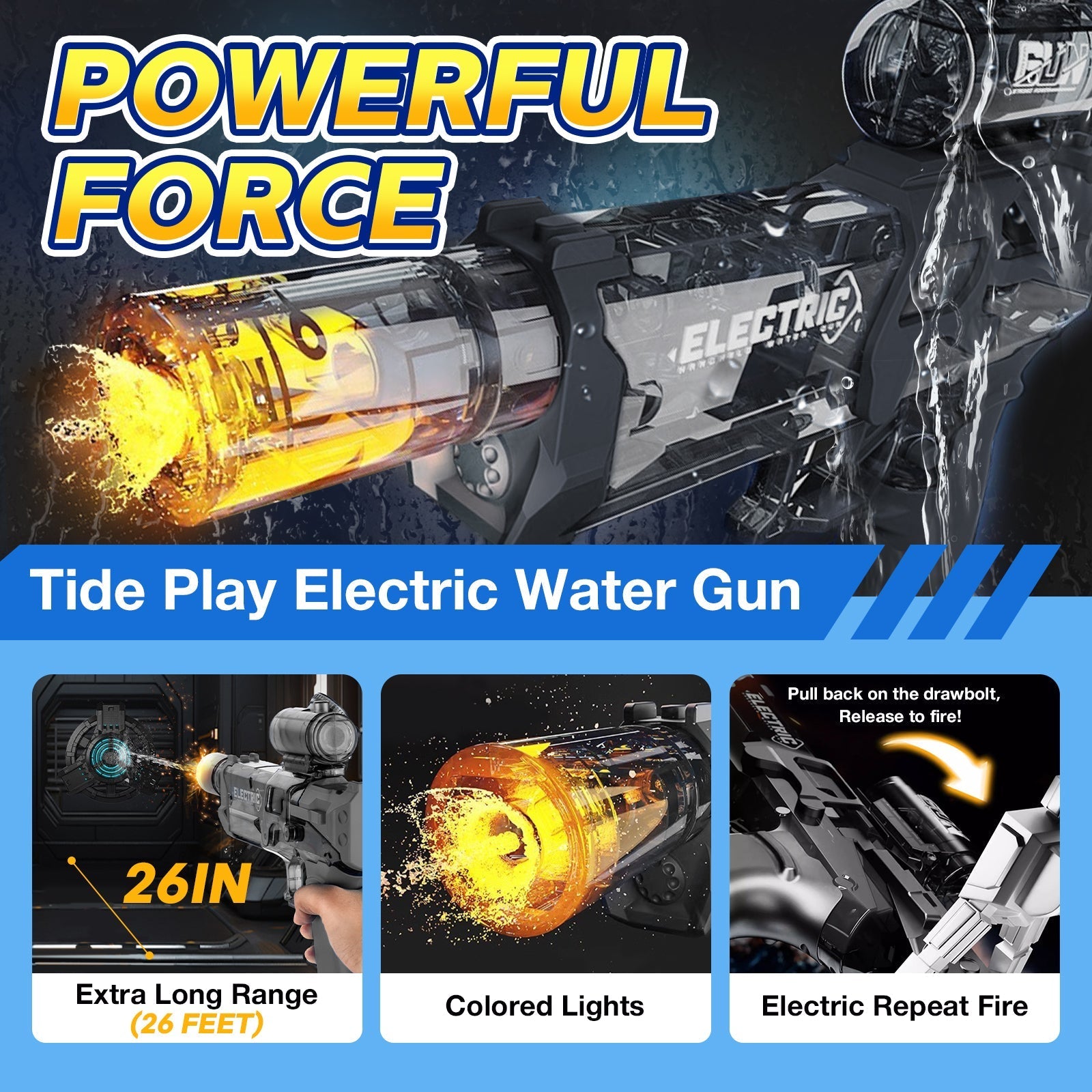 Kletshuts™ WaterGun: Long Range Shooting Electric Water Gun