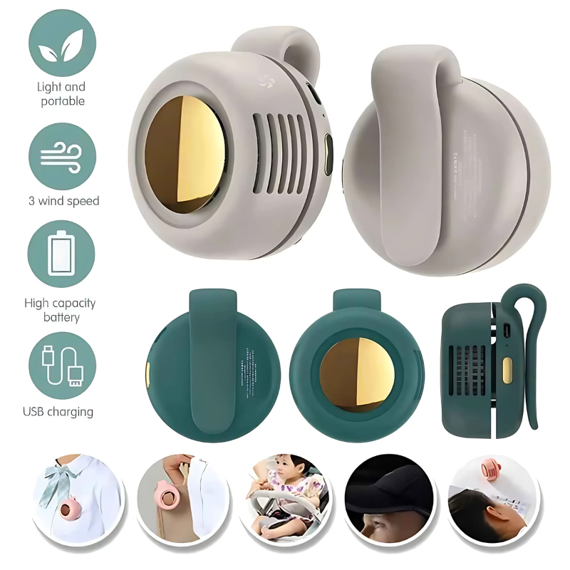 ClipFan - Mini Rechargeable Neck And Waist Clip-On Fan