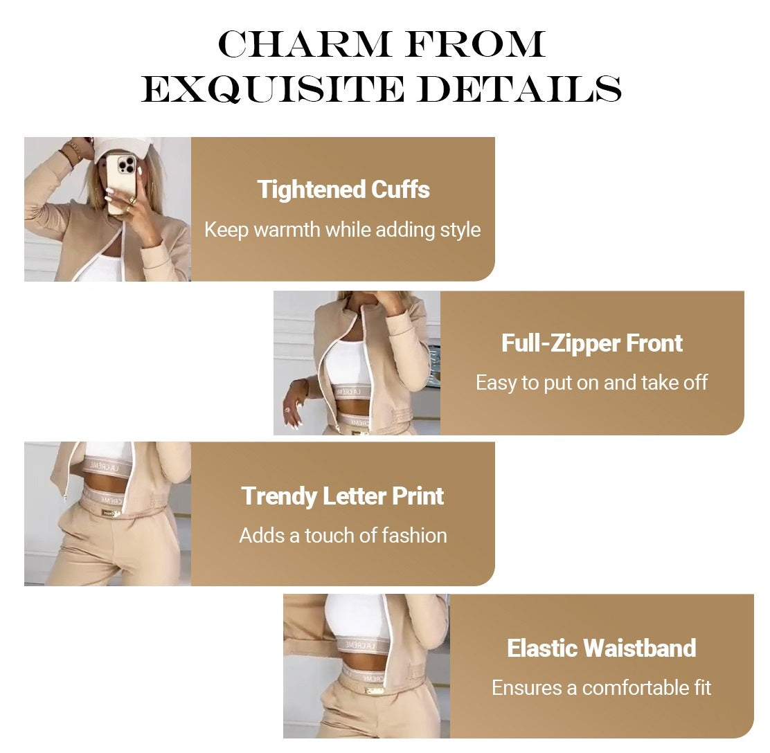 Icone™ OutfitSet: Jacket, Tank Top And Pants Casual Outfit Set For Women