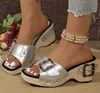 Happy™ ThickWedge: Stylish Square Toe Thick Wedge Sandals