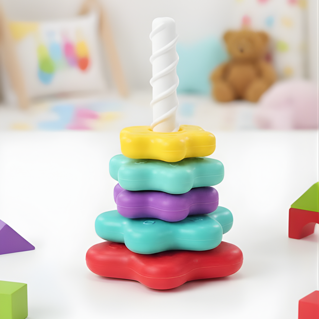 Kletshuts™ StackingToy: Rainbow Tower Wheel Stacking Toy Sensory Learning