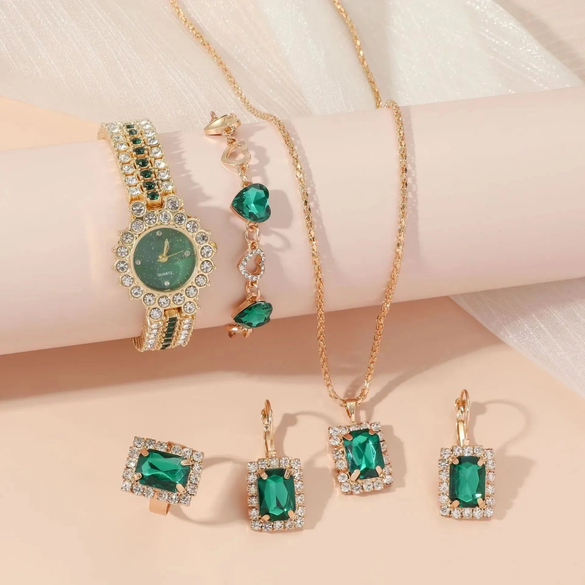 Jewelance™ JewelrySet: Fashion Luxury Emerald Green Jewelry Set Gift Box