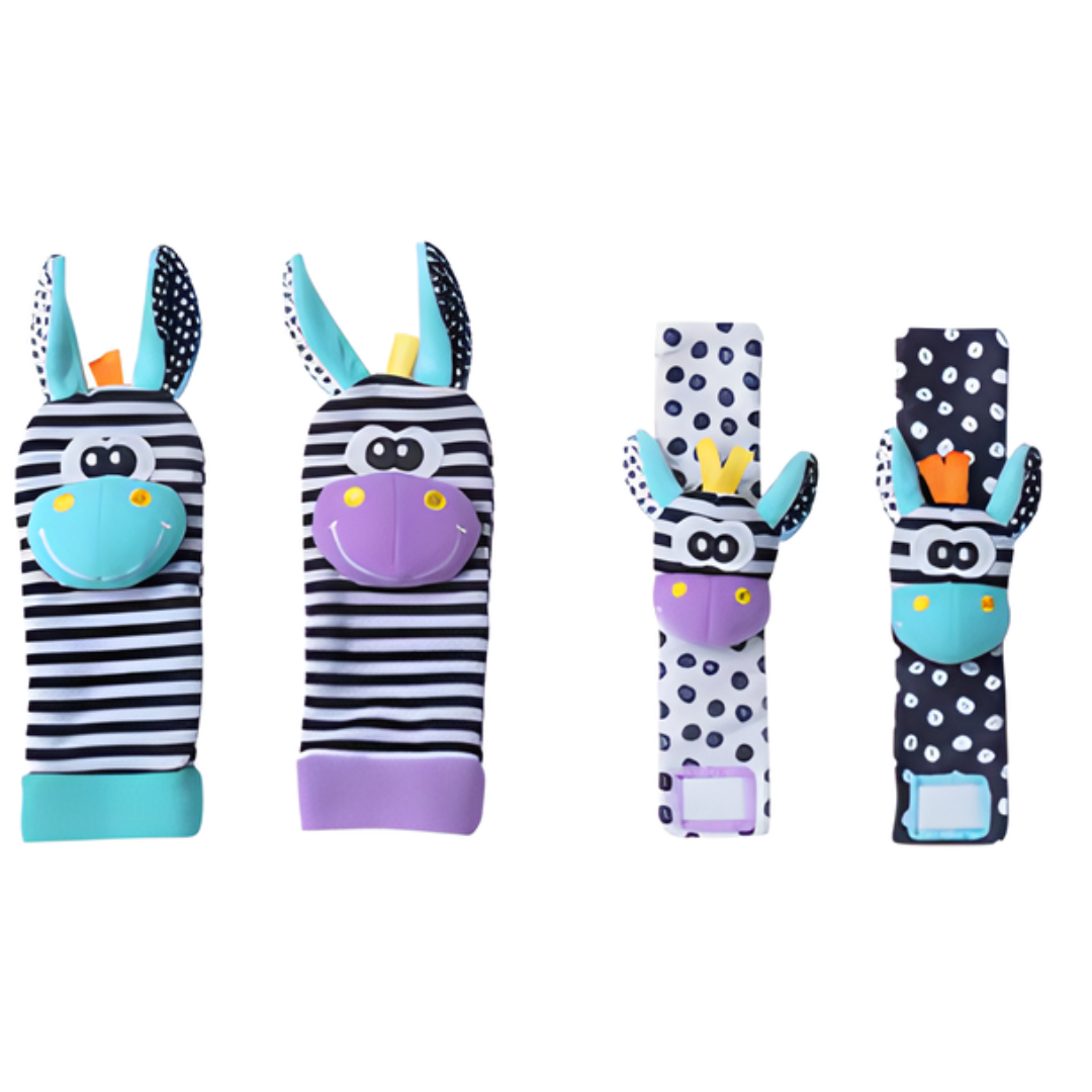Kletshuts™ RattleToy 1+1 FREE: Soft Animal Baby Wrist And Foot Socks Rattle Toy Set
