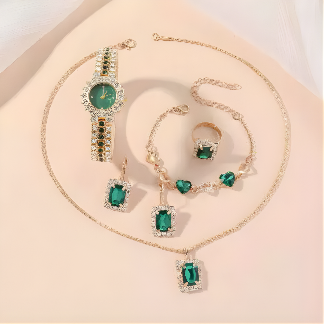 Jewelance™ JewelrySet: Fashion Luxury Emerald Green Jewelry Set Gift Box