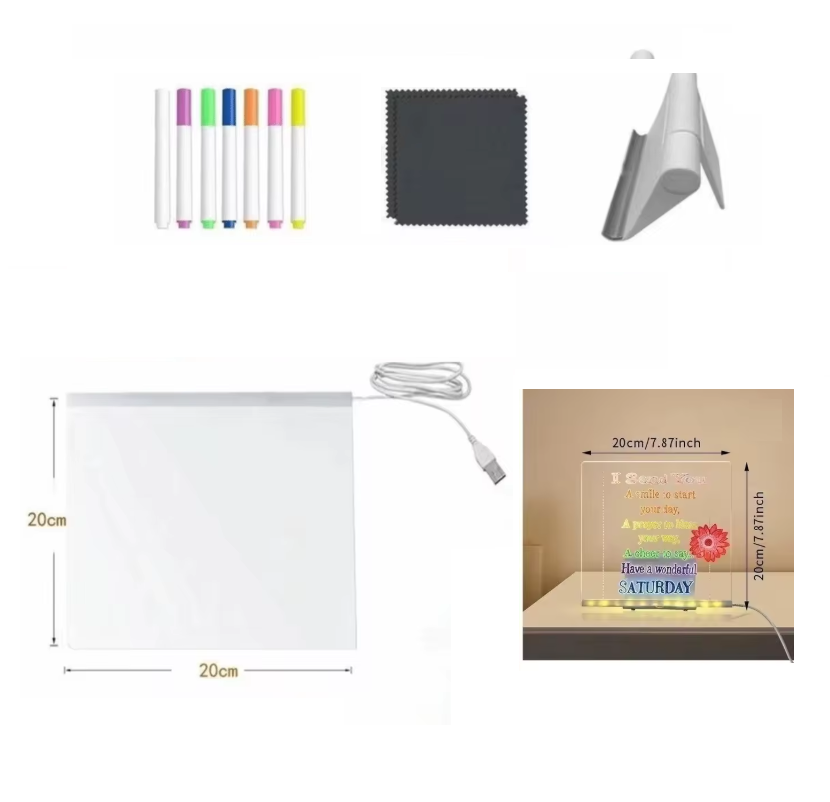 Kletshuts™ NoteBoard: LED Lamp Acrylic Note And Drawing Board