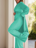 Icone™ ClassicSet: Classic Long Sleeve With Chic Front Slit Top And Pants Set