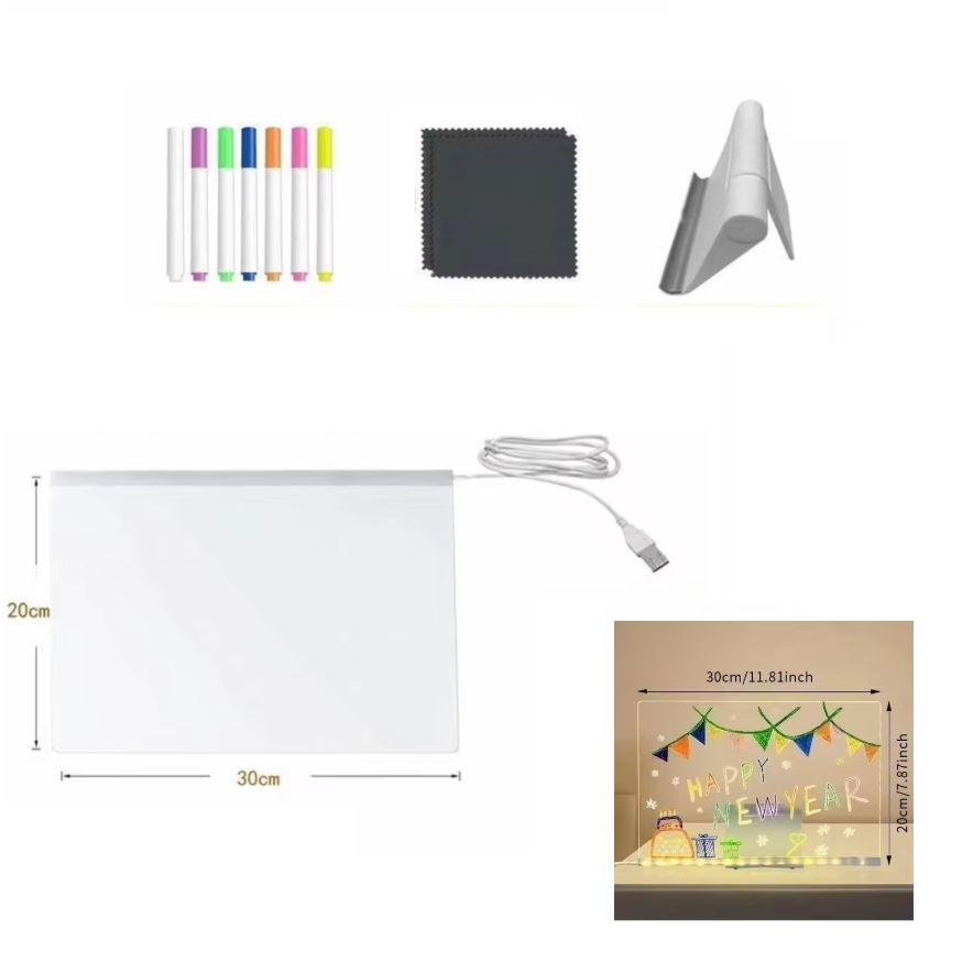 Kletshuts™ NoteBoard: LED Lamp Acrylic Note And Drawing Board