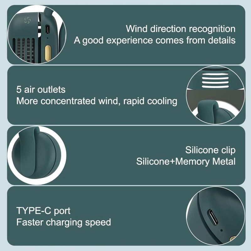 ClipFan - Mini Rechargeable Neck And Waist Clip-On Fan