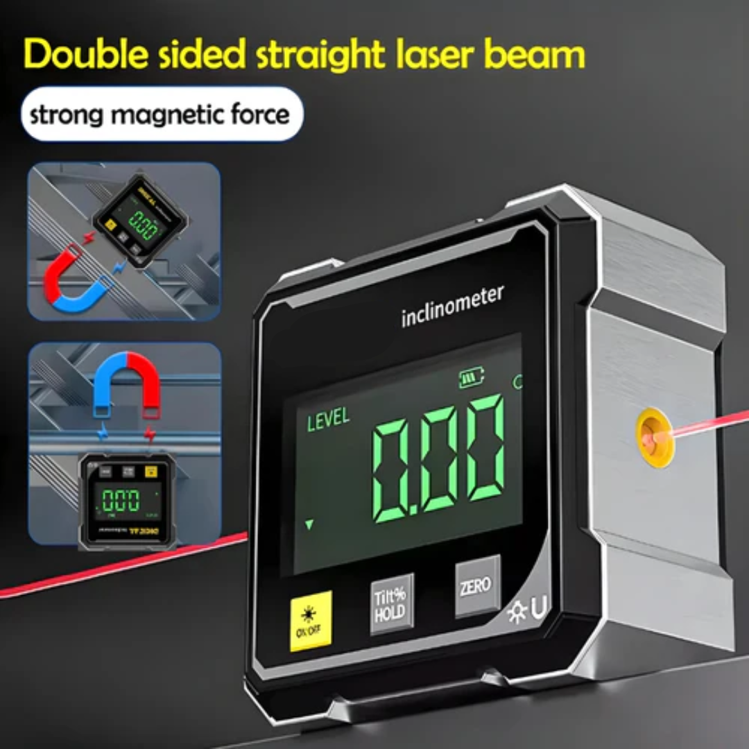 Globetrek° DigitalInclinometer: Digital Magnetic Sides Laser Inclinometer
