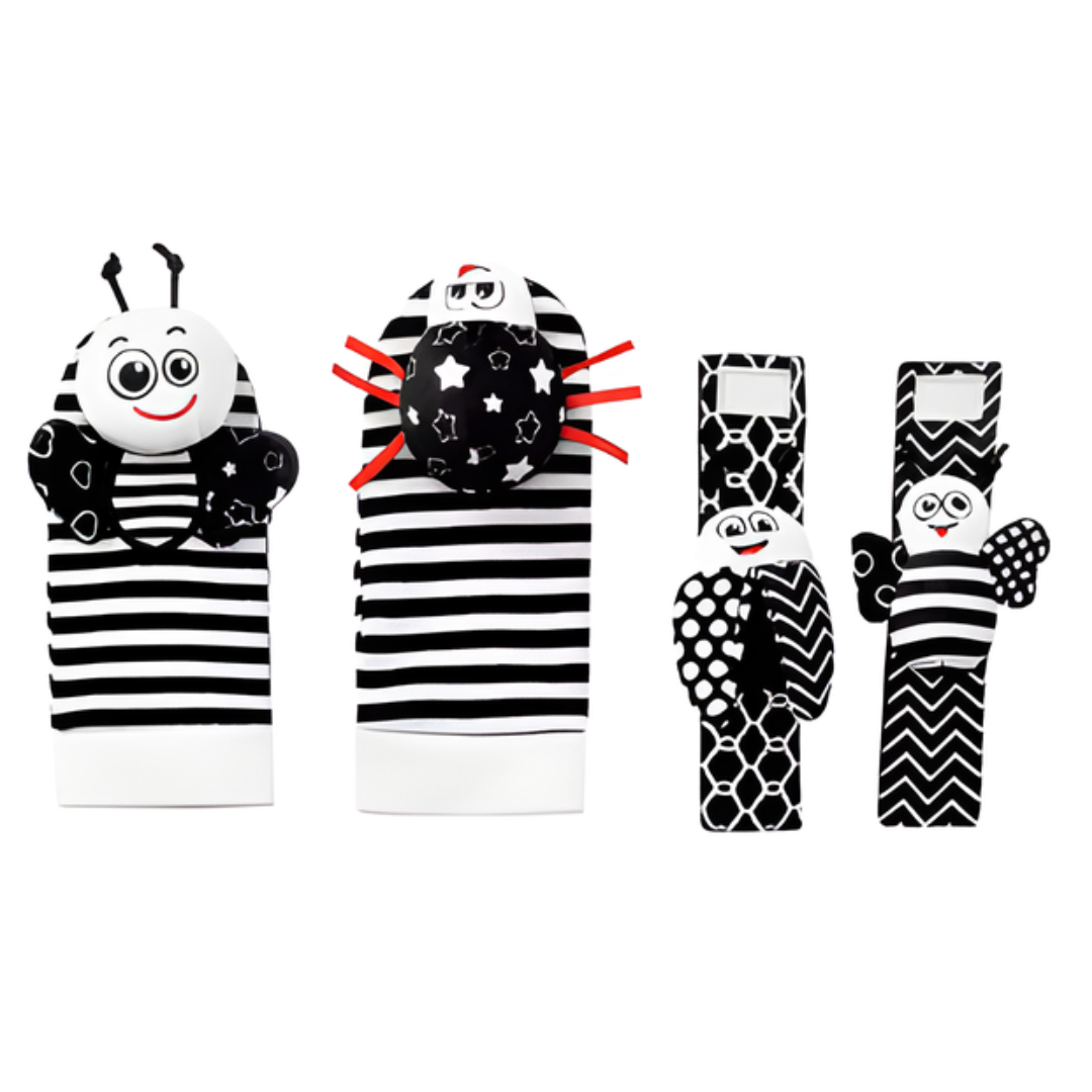 Kletshuts™ RattleToy 1+1 FREE: Soft Animal Baby Wrist And Foot Socks Rattle Toy Set