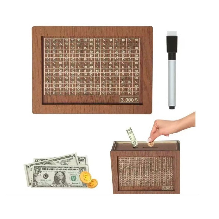 MoneyBank - Wooden Dollar Engraved Money Savings Box