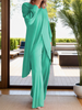 Icone™ ClassicSet: Classic Long Sleeve With Chic Front Slit Top And Pants Set
