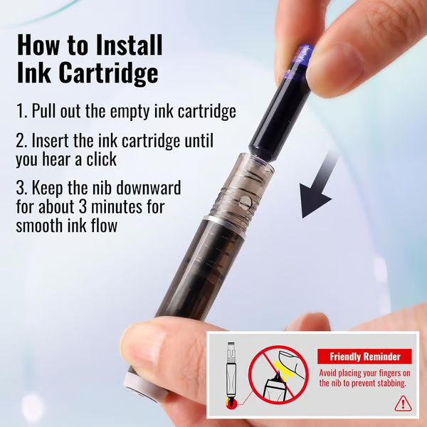 FountainPen - Retractable And Refillable Fountain Pen With Ink Cartridges