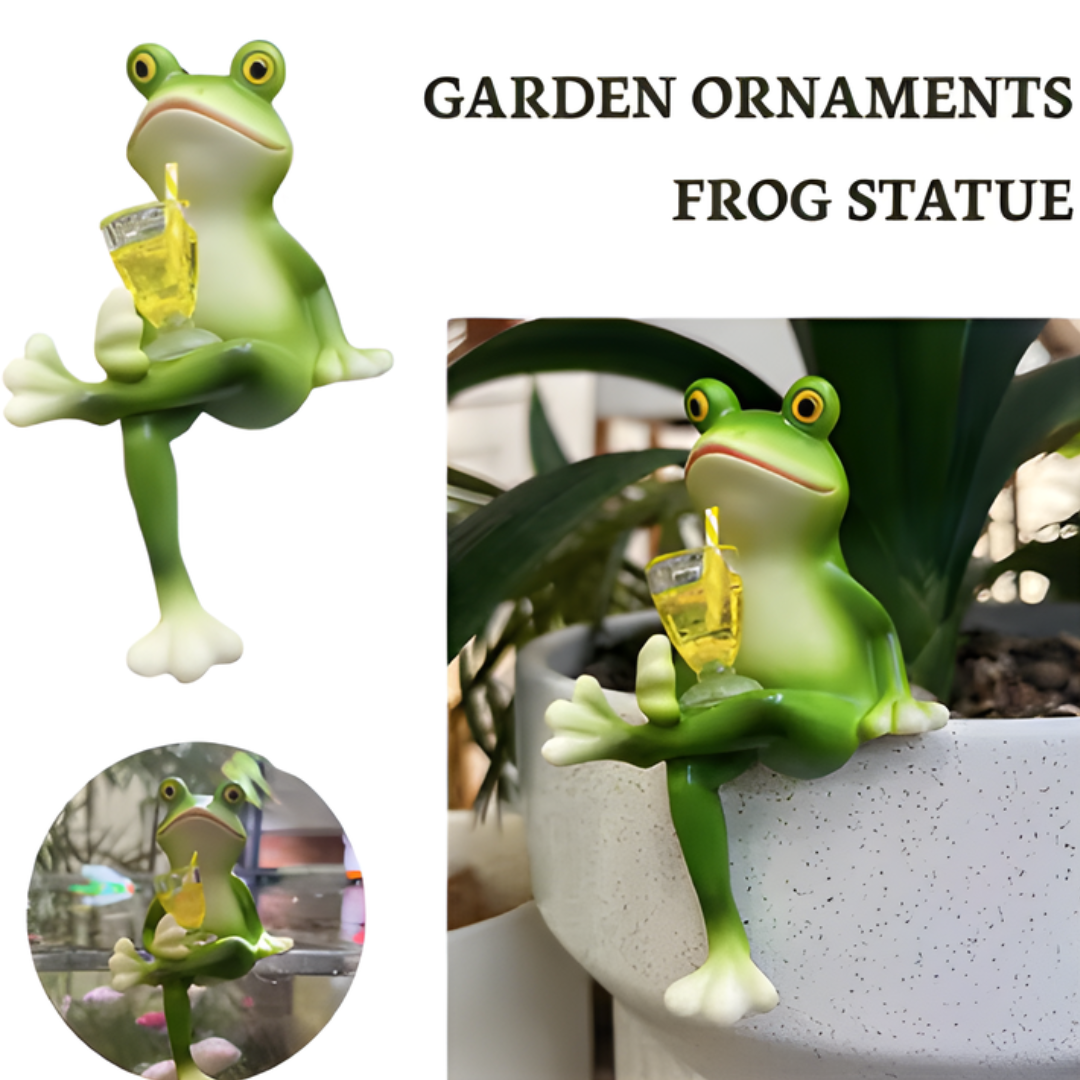 GardenOrnament: Cute Frog Decoration Hanging Pot Edge Garden Ornament