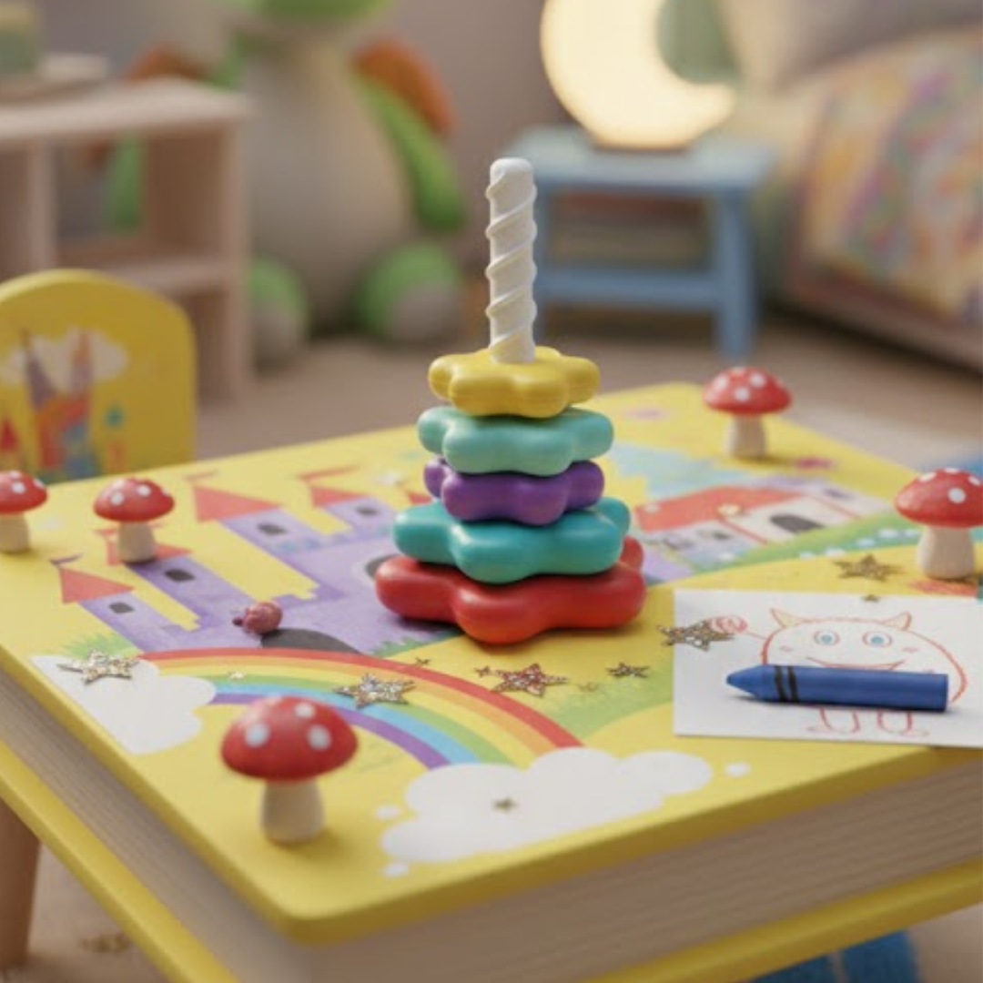 Kletshuts™ StackingToy: Rainbow Tower Wheel Stacking Toy Sensory Learning