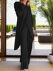 Icone™ ClassicSet: Classic Long Sleeve With Chic Front Slit Top And Pants Set