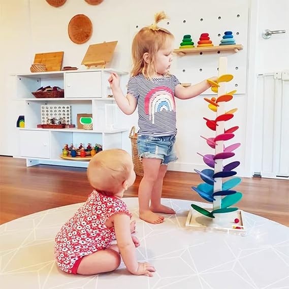 Kletshuts™ MarbleTower: Interactive Rainbow Marble Wooden Tower Kids Toy