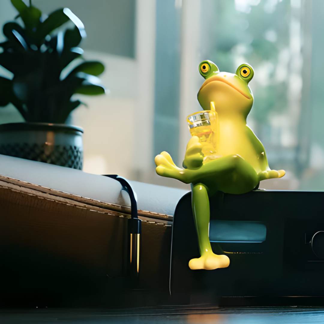 GardenOrnament: Cute Frog Decoration Hanging Pot Edge Garden Ornament