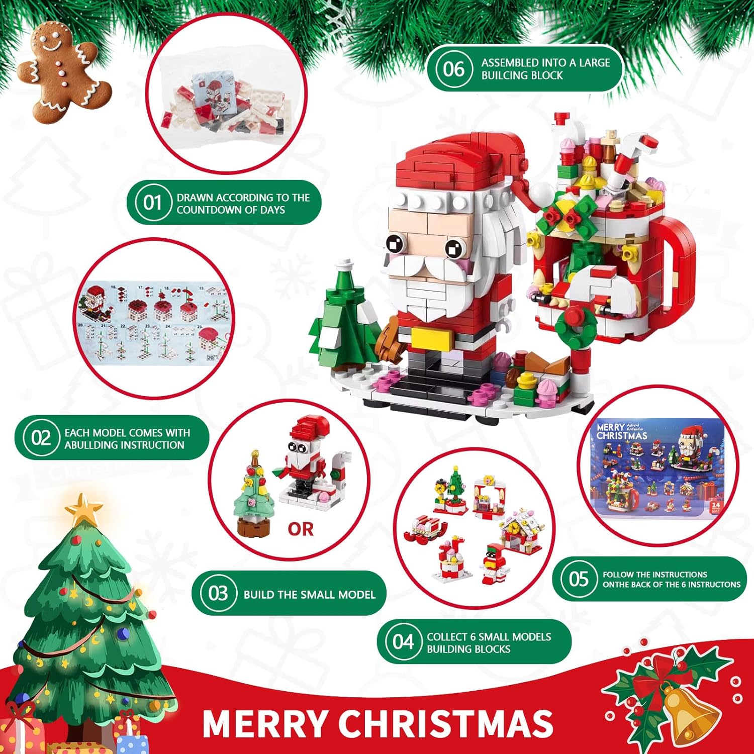 ChristmasBlocks: Christmas Advent Calendar Building Blocks Set