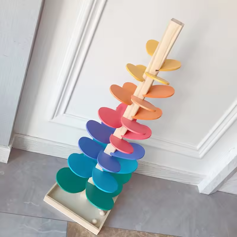 Kletshuts™ MarbleTower: Interactive Rainbow Marble Wooden Tower Kids Toy