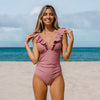 Icone™ ElegantSwimsuit: Elegant Pleated Design V-Neck Tummy Control Swimsuit