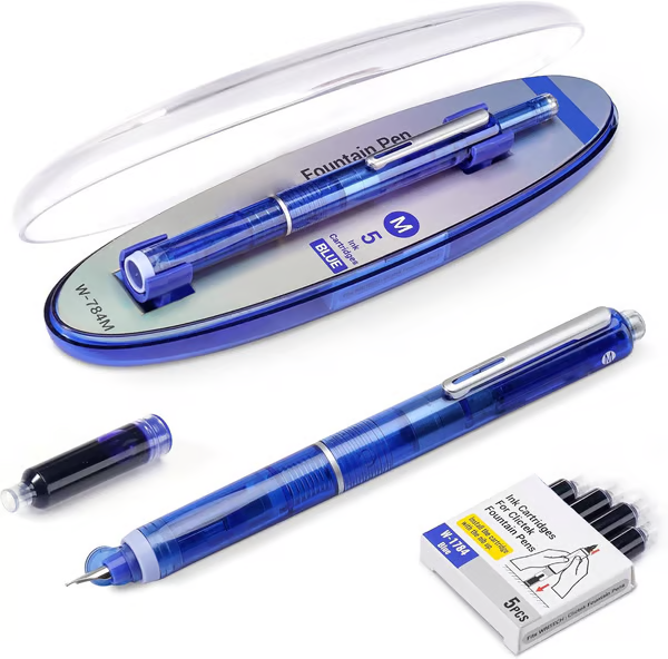 FountainPen - Retractable And Refillable Fountain Pen With Ink Cartridges