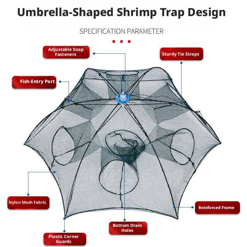 FishTrap - Portable Easy Setup Multi-Entry Foldable Fishing Net Trap ...