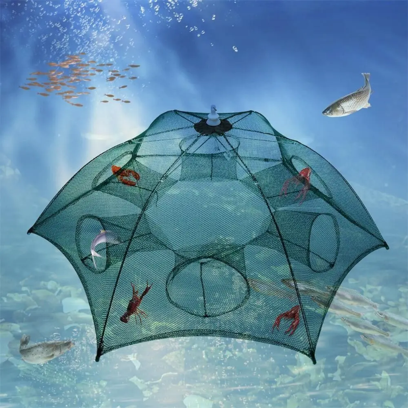 FishTrap - Portable Easy Setup Multi-Entry Foldable Fishing Net Trap ...