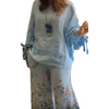 Icone™ LooseSet - Loose Longsleeved Blouse And Floral Pants Set For Women