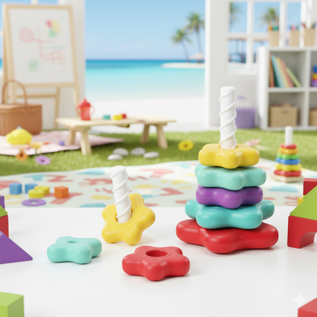 Kletshuts™ StackingToy: Rainbow Tower Wheel Stacking Toy Sensory Learning