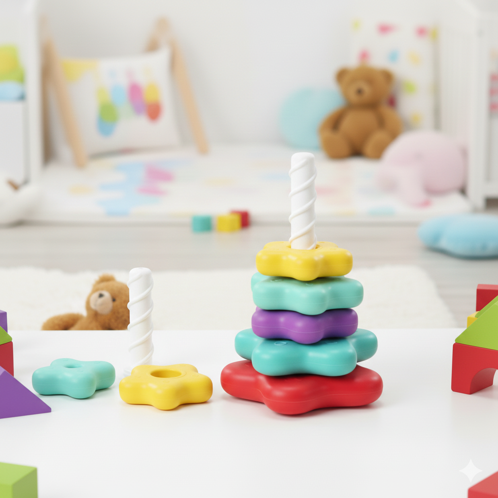 Kletshuts™ StackingToy: Rainbow Tower Wheel Stacking Toy Sensory Learning