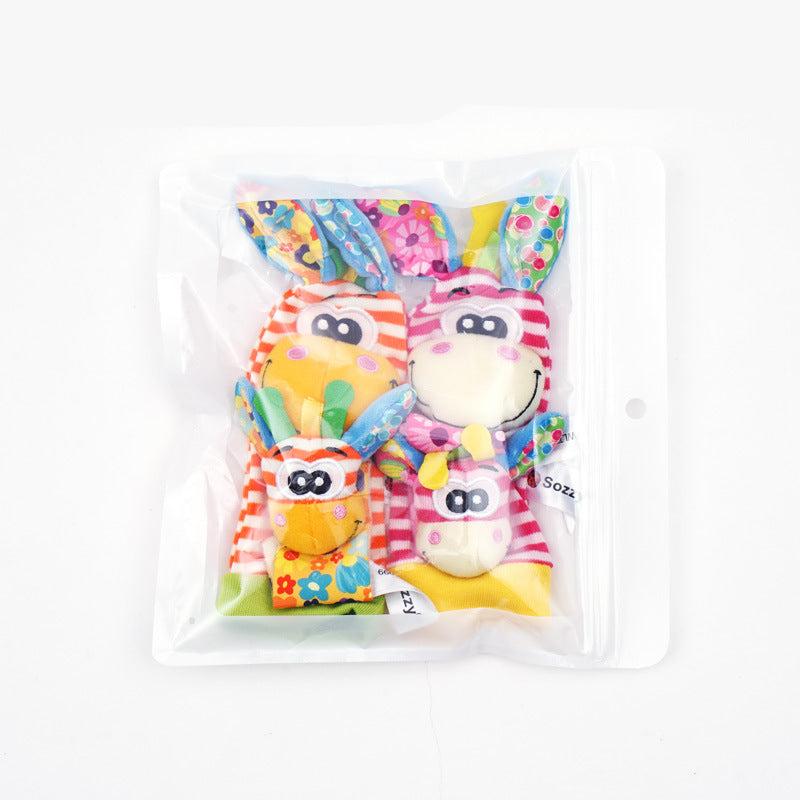 Kletshuts™ RattleToy 1+1 FREE: Soft Animal Baby Wrist And Foot Socks Rattle Toy Set