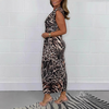 Icone™ SlitDress: Deep V-Neck Elegant Animal Print Slit Dress