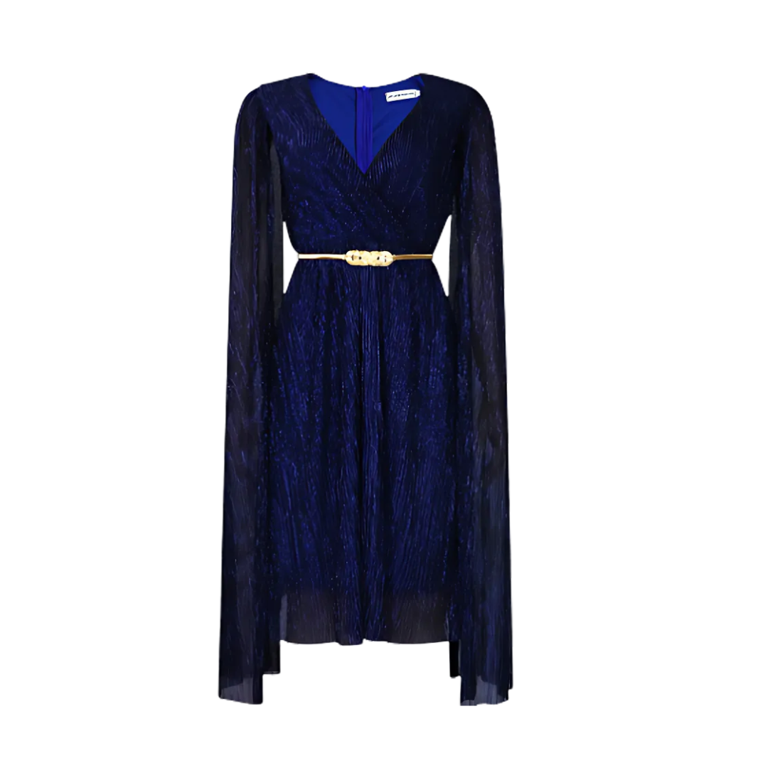 Icone™ ElegantDress: V-Neck Women's Elegant Dress With Belt