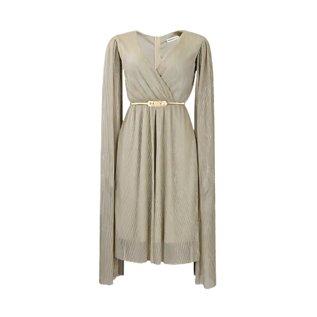 Icone™ ElegantDress: V-Neck Women's Elegant Dress With Belt