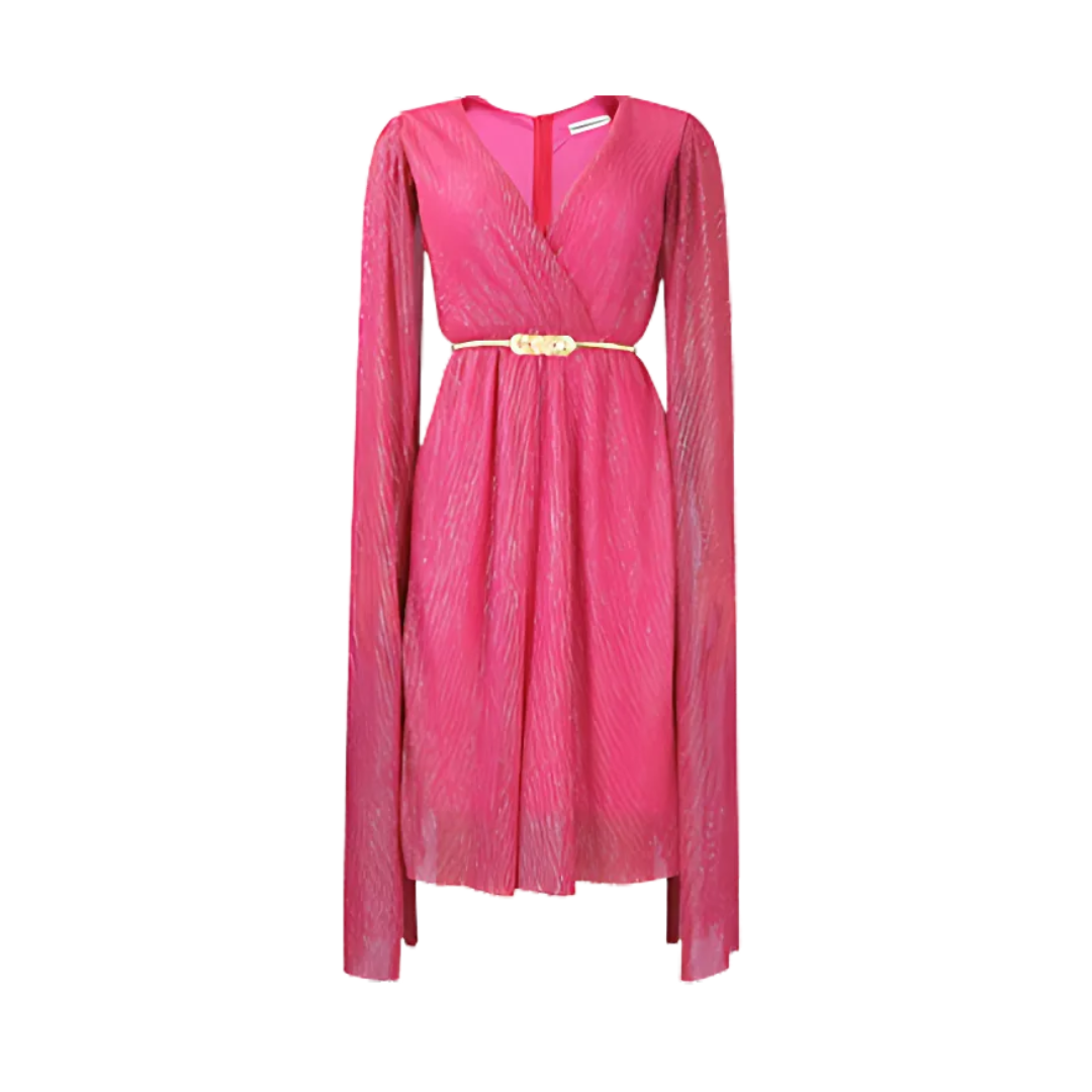 Icone™ ElegantDress: V-Neck Women's Elegant Dress With Belt