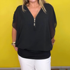 Icone™ LooseBlouse: Comfortable Zip-Up V-Neckline Loose Blouse For Women