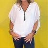 Icone™ LooseBlouse: Comfortable Zip-Up V-Neckline Loose Blouse For Women