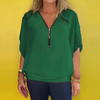 Icone™ LooseBlouse: Comfortable Zip-Up V-Neckline Loose Blouse For Women