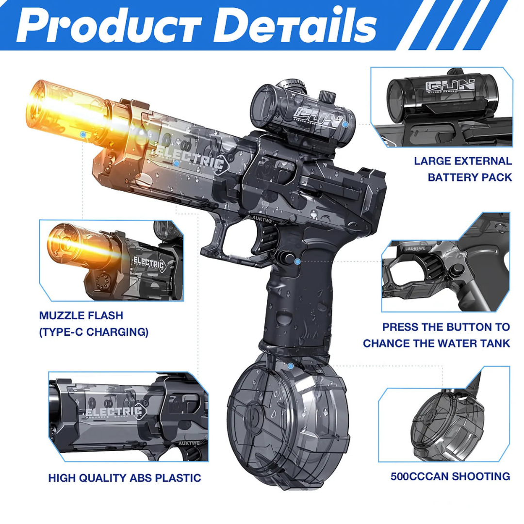 Kletshuts™ WaterGun: Long Range Shooting Electric Water Gun