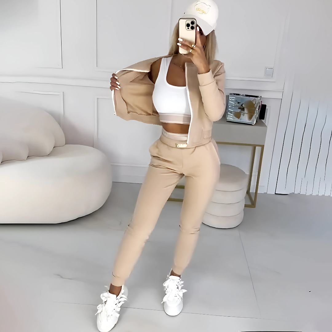 Icone™ OutfitSet: Jacket, Tank Top And Pants Casual Outfit Set For Women