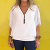 Icone™ LooseBlouse: Comfortable Zip-Up V-Neckline Loose Blouse For Women