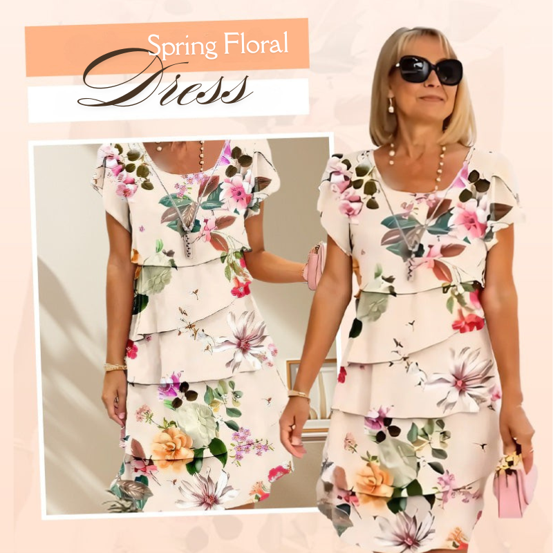 Icone™ SpringDress: Women's Spring Floral Cascade Elegant Dress