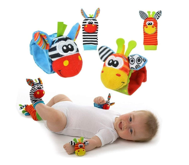Kletshuts™ RattleToy 1+1 FREE: Soft Animal Baby Wrist And Foot Socks Rattle Toy Set