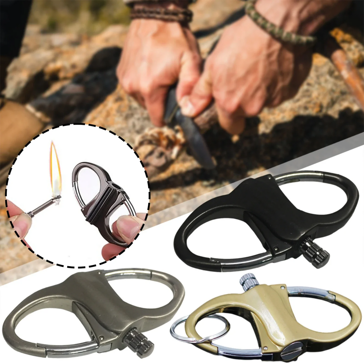 CompactLighter 1+1 FREE: Refillable 2-In-1 Carabiner Permanent Compact ...
