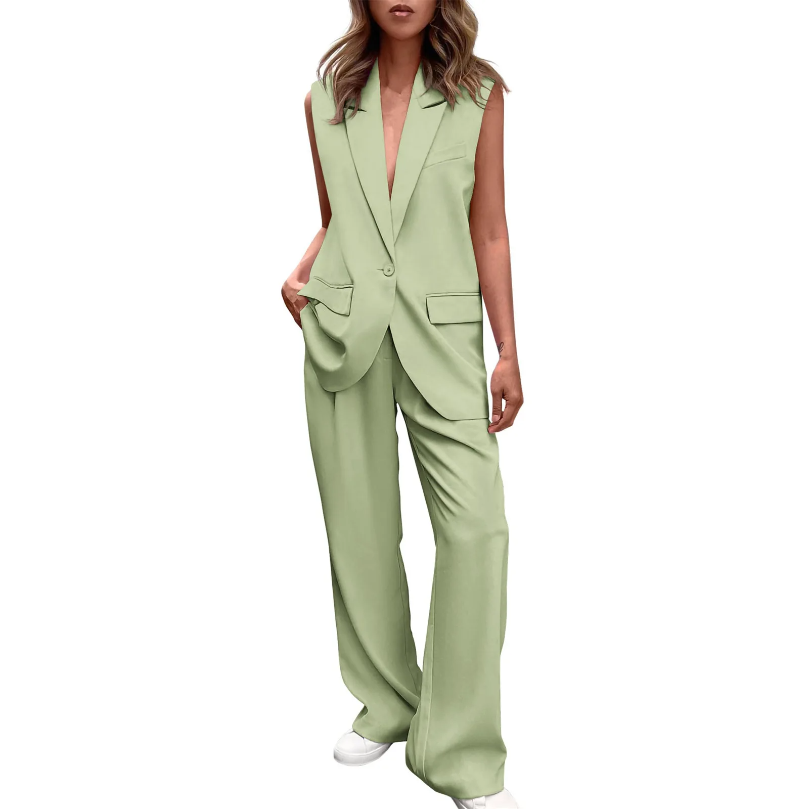 Icone™ BlazerSet: Women's Chic Sleeveless Blazer And Pants Set