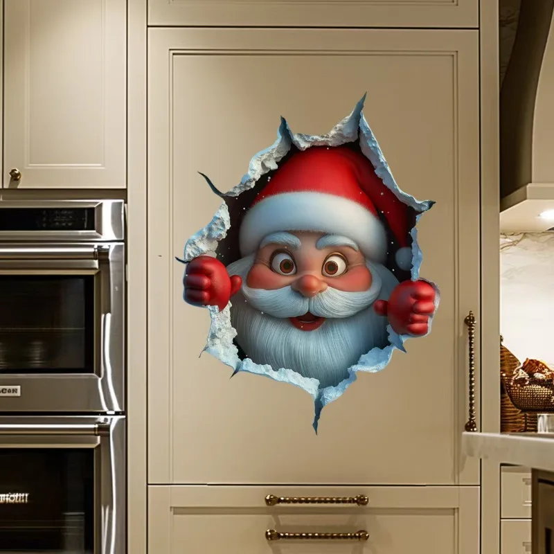 SantaSticker 1+1 FREE: 3D Reusable Santa Sticker For Holiday Wall Deco ...